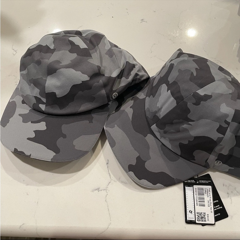 BUNDLE OF TWO NWT Lululemon Fast and Free Run Hat Heritage 365 Camo Rhino Grey